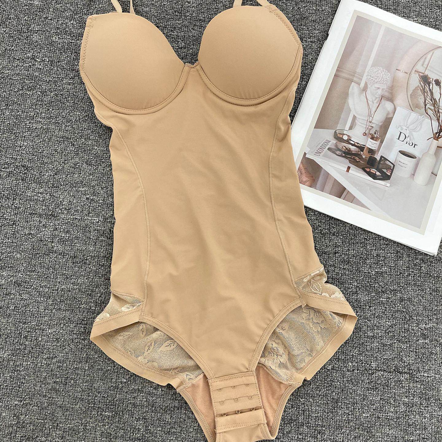 欧美连体塑身衣带文胸加强版产后收腹托胸痕蕾丝美体束身衣