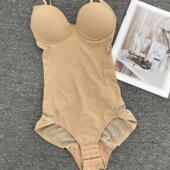 欧美连体塑身衣带文胸加强版 产后收腹托胸痕蕾丝美体束身衣