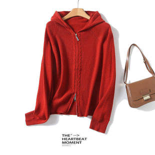 【天天yoko&LABULL】连帽拉链羊毛衫长袖绵羊毛针织衫BN933