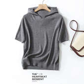 小雀斑专属 女士短袖 羊毛衫 潮流连帽绵羊毛针织衫 BN610