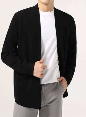 《小雀斑专属》新款春秋休闲商务男士开衫百搭纯色外套HQ698