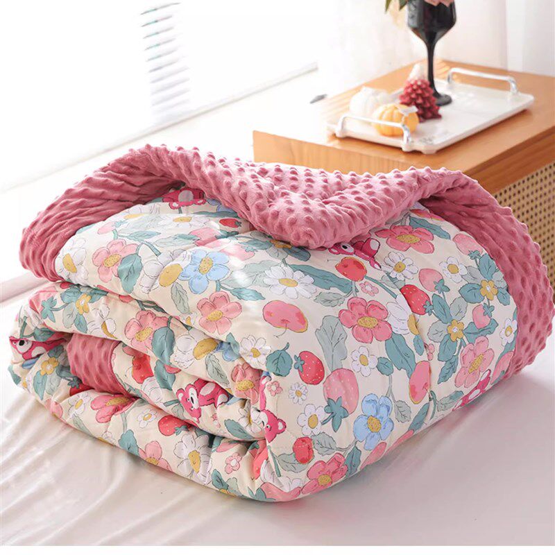 安抚豆豆绒被冬季加厚被子可机水洗单人儿童全棉纯棉春秋空调被芯