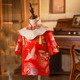 女童唐装 女宝宝一周岁生日抓周礼服红色旗袍春 中国风秋冬2023新款