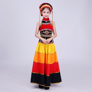 彝族舞蹈服彝族大摆裙彝族服装彝族女火把节舞蹈大摆裙民族合唱服