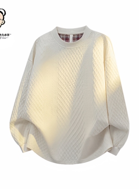 POPEYE/大力水手美式圆领提花卫衣宽松百搭休闲长袖上衣