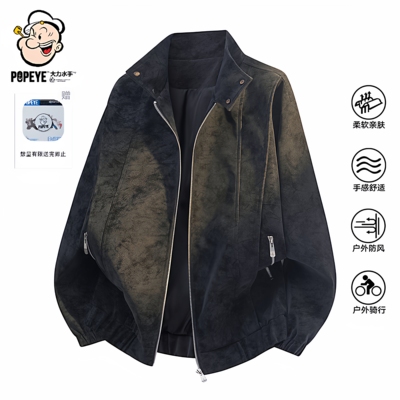 POPEYE大力水手PU皮高街夹克