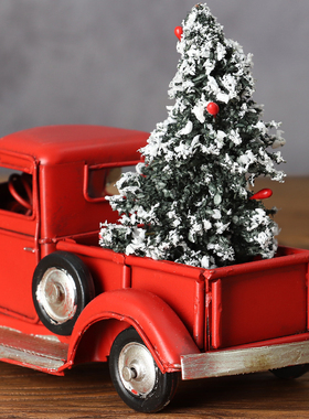 圣诞树装饰品铁皮跑车卡车模型小摆件儿童房软装场景布置创意礼物