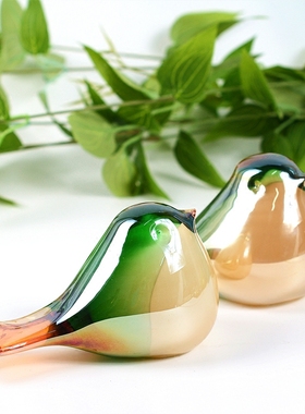 创意小饰品摆件可爱家居桌面装饰书架镇纸玻璃小鸟女生日礼物礼品