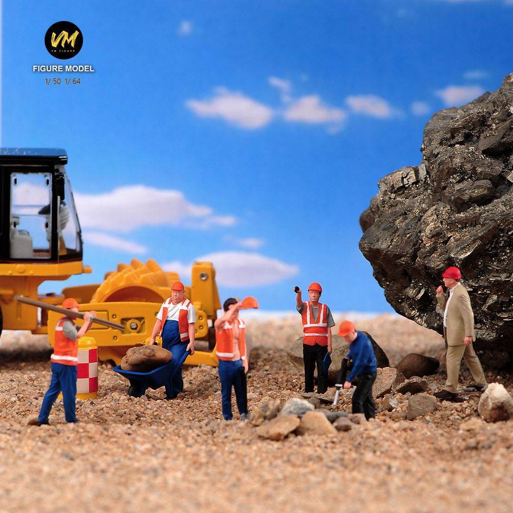 VM 1/50/64 建筑工地工人套装 微缩场景模型搭配手工涂装小人偶