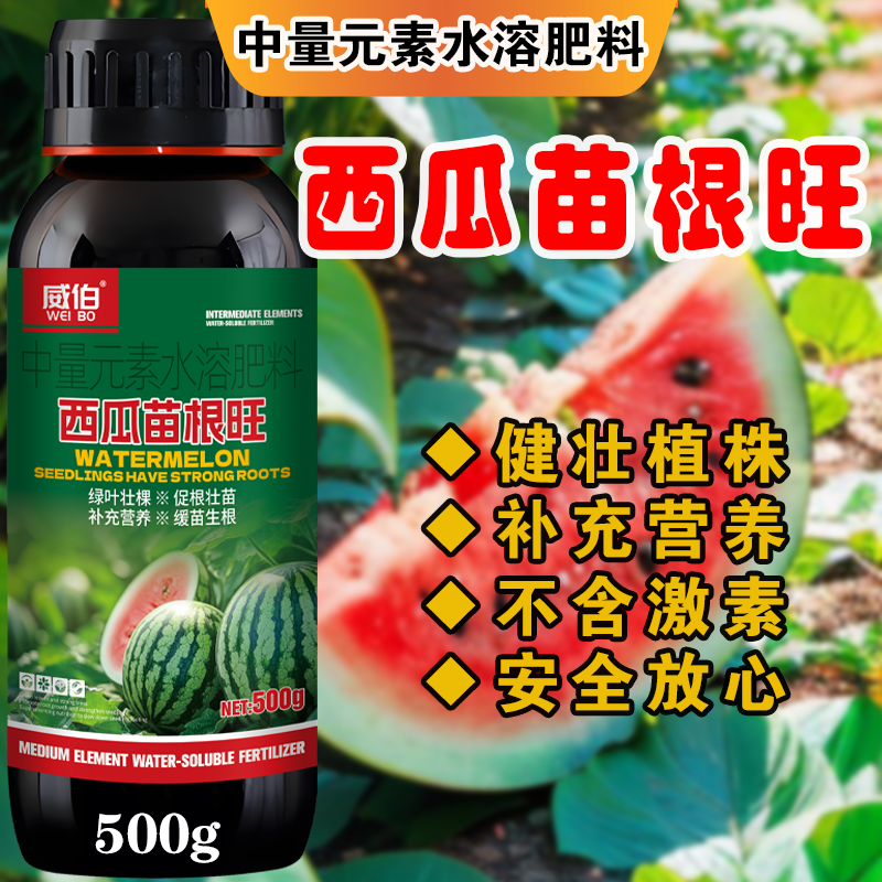 西瓜苗根旺健壮植株补充营养提高西瓜座果膨大果实增甜中量元素肥