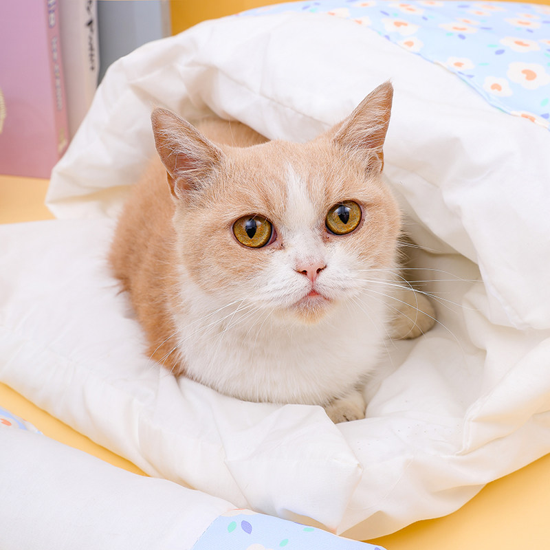 猫咪宠物窝冬季秋冬款冬天四季通用保暖猫窝可拆洗纯棉日式猫睡袋
