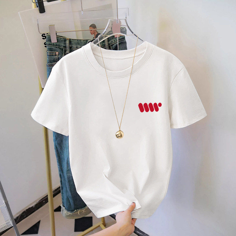 白色基础款显瘦短袖t恤女2026新款夏纯棉正肩圆领体恤内搭上衣ins