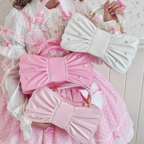 【定金】绵羊泡芙lolita蝴蝶结珍珠蕾丝手提包可爱甜娘斜挎包女