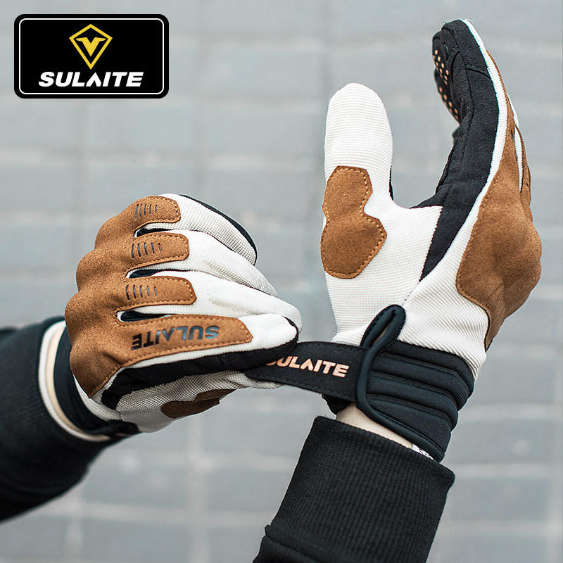 摩托车手套夏季骑行机车复古防摔四季触屏防风装备男骑士全指透气