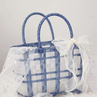 伴手礼女伴娘透明结婚婚礼实用喜糖盒编织篮子礼盒空盒礼品手提袋