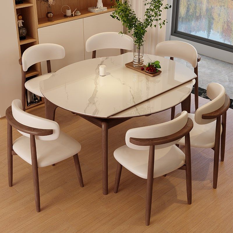 全实木岩板餐桌椅现代简约家用2024新款吃饭桌北欧可伸缩电磁炉桌,住宅家具,岩板餐桌,淘宝优惠券,粉丝福利购,淘宝优惠卷
