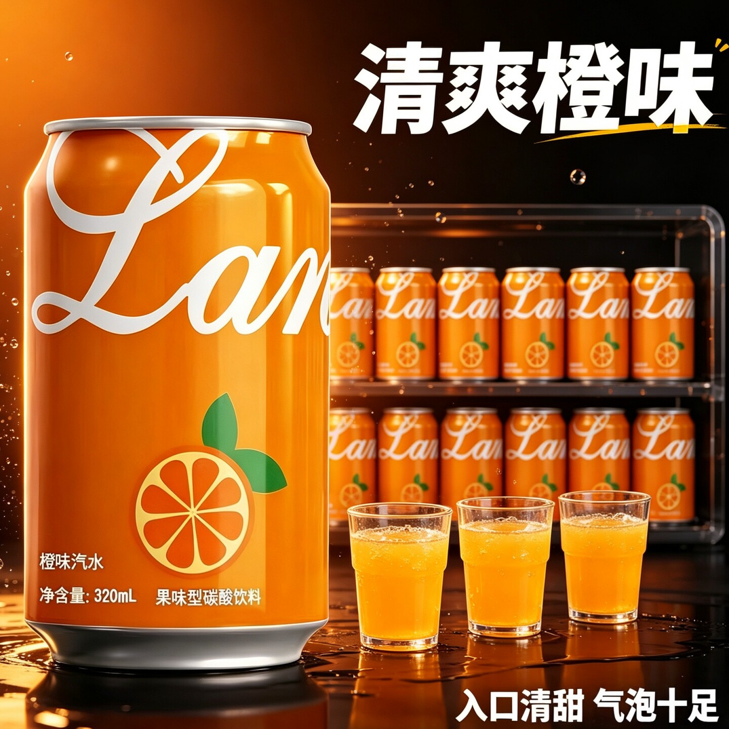 【24罐装】橙味汽水320mL/罐商用家用常备易拉罐饮料整箱囤划算
