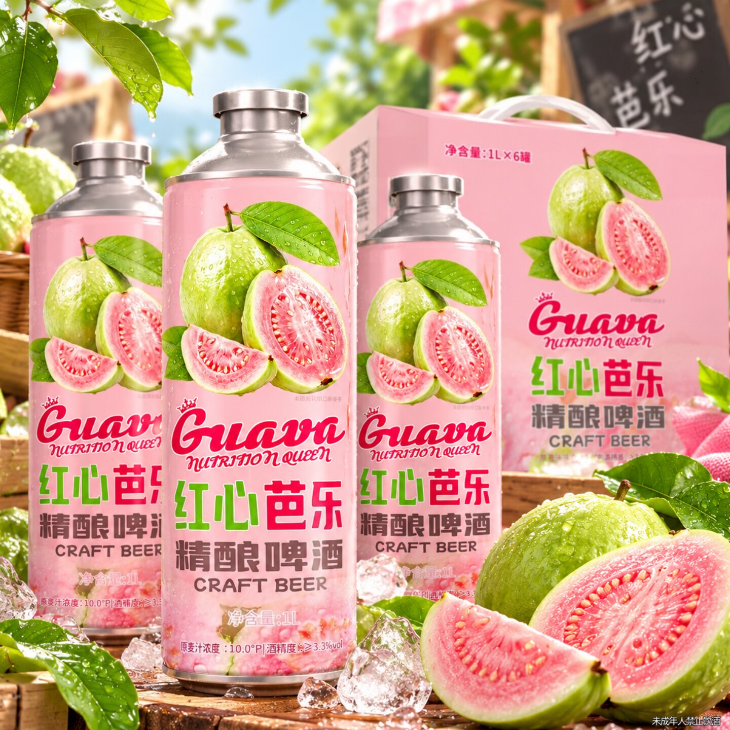 【整箱6罐】红心芭乐精酿啤酒1L/罐门店宴席常备果味啤酒整箱囤