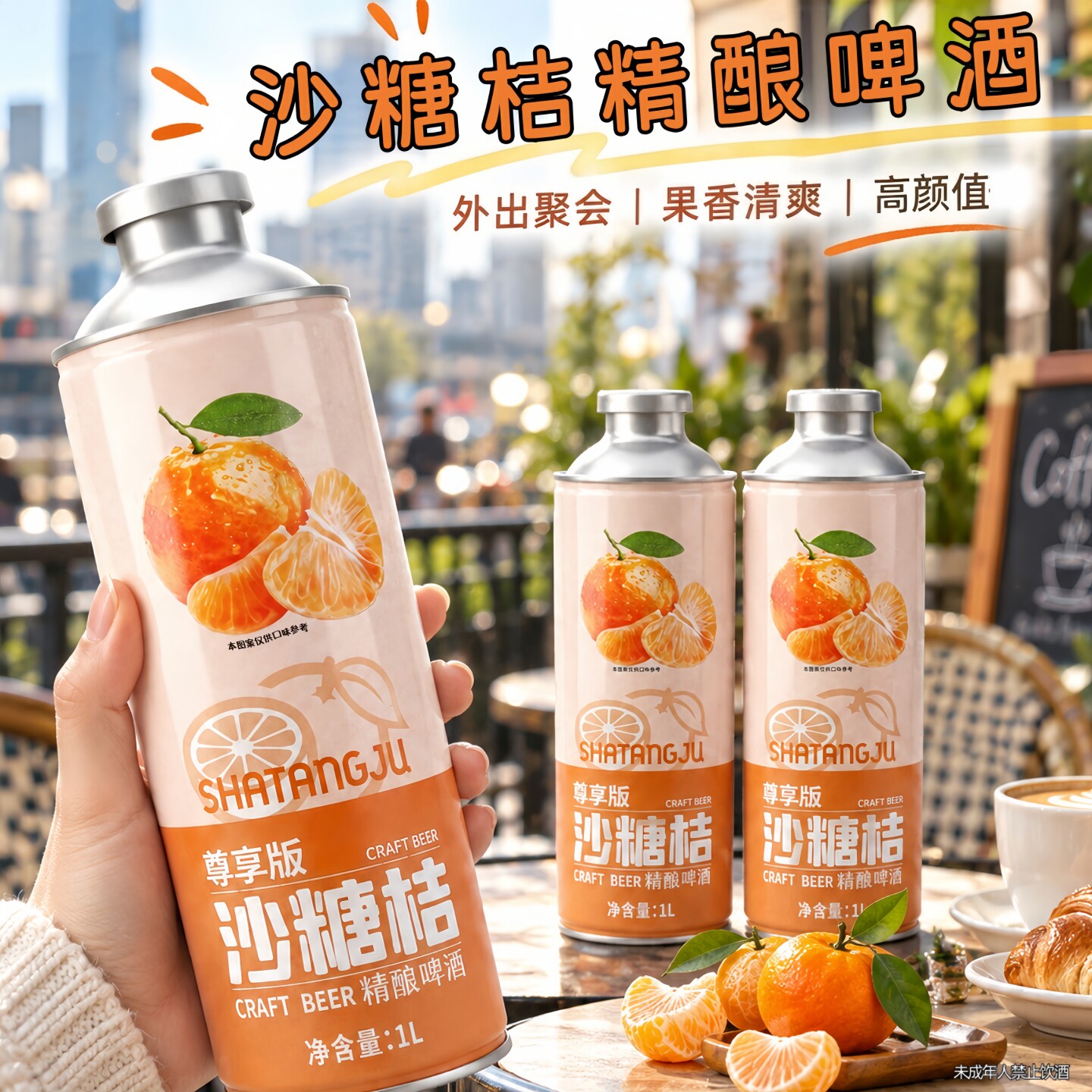 到手6罐10°P沙糖桔风味中式精酿啤酒1L高颜值果味酒水破损包赔