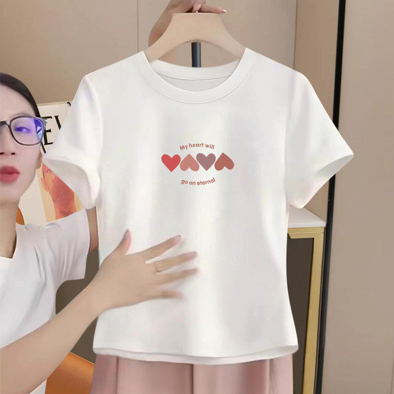 白色高腰显瘦纯棉短袖t恤女2026年夏季新款多巴胺减龄短款上衣ins