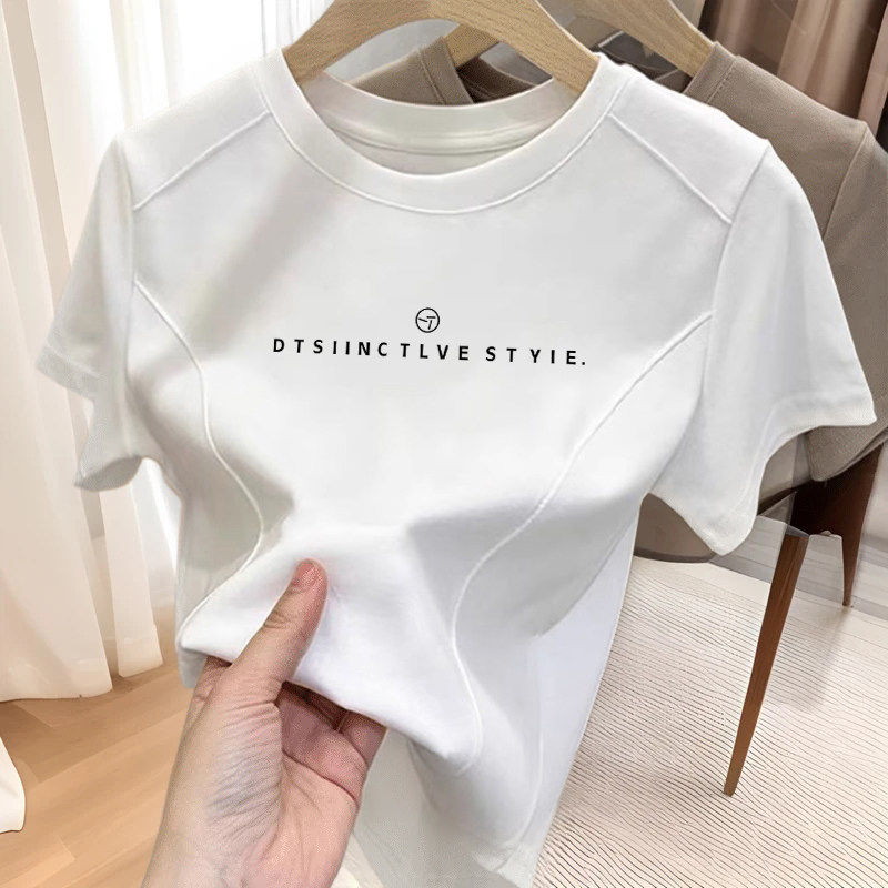 正肩短袖t恤女夏季新款纯棉半袖小衫新款短款不规则显瘦鱼骨上衣,女装/女士精品,T恤,淘宝优惠券,粉丝福利购,淘宝优惠卷