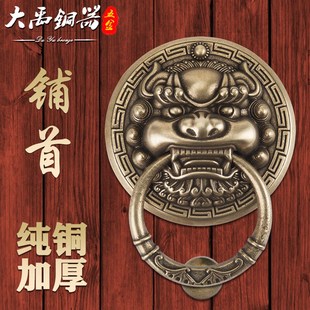纯铜仿古中式大门拉手狮子头门环铜拉手老式复古木门兽头虎头拉环