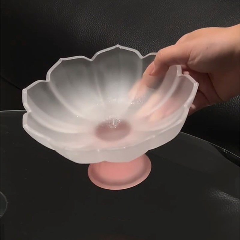 莲花水果盘琉璃高脚盘高端精致高颜值客厅茶几家用中秋月饼摆放盘