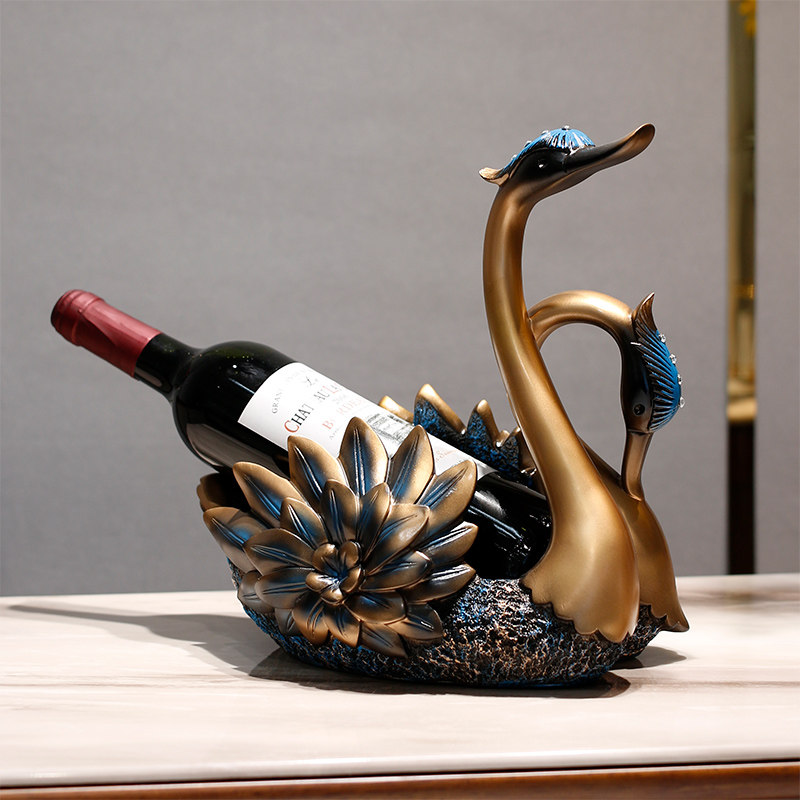 天鹅红酒架摆件家居创意客厅葡萄酒架欧式工艺品摆设酒柜装饰品