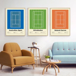 网球四大满贯装饰画客厅壁画美网澳网法网温布尔登公开赛场地挂画