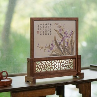 北美黑胡桃木隔断插屏中国风室内家居摆件摆台书房书法实木裱画框