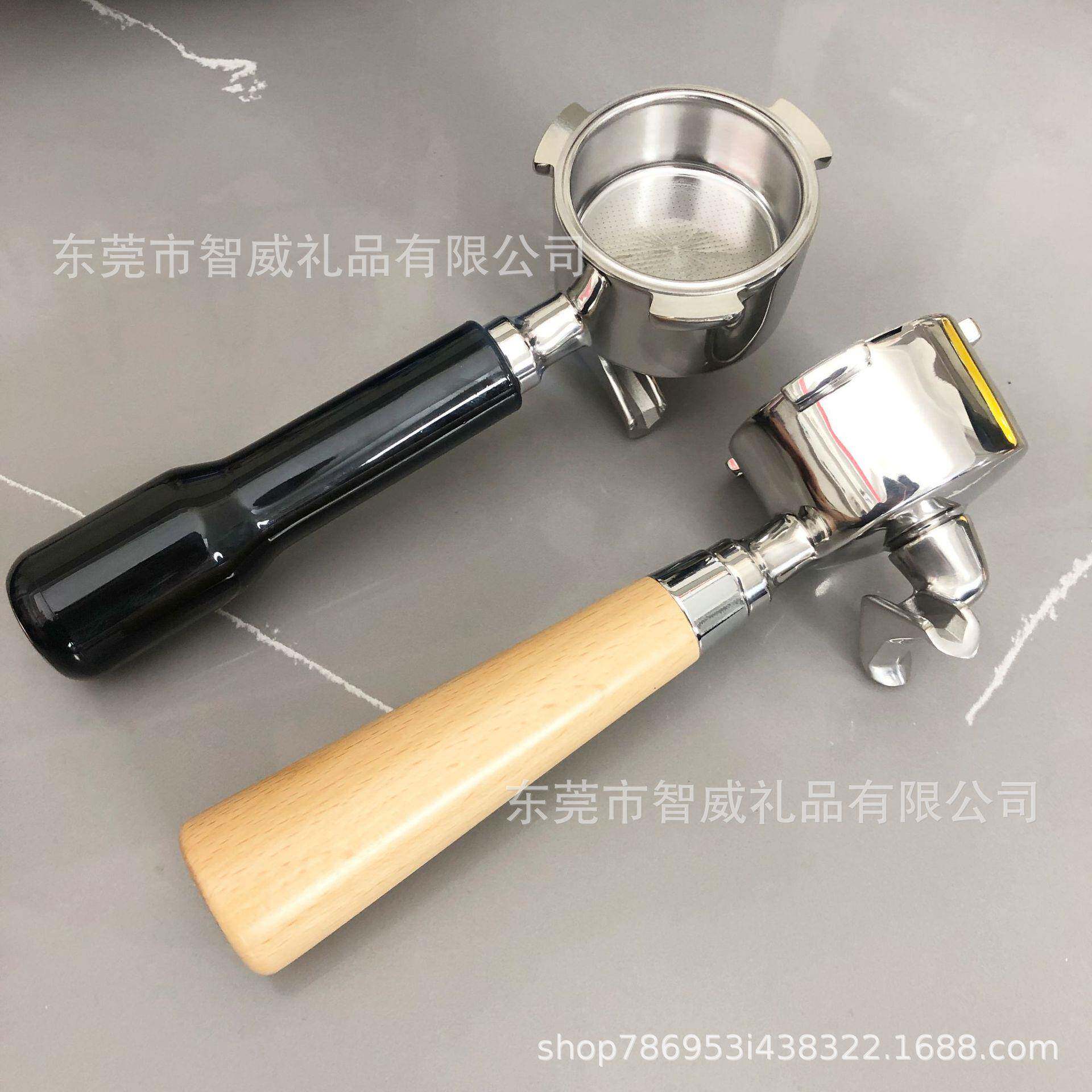 德龙Delonghi意式咖啡手柄304不锈钢三耳有底手柄实木手柄51MM