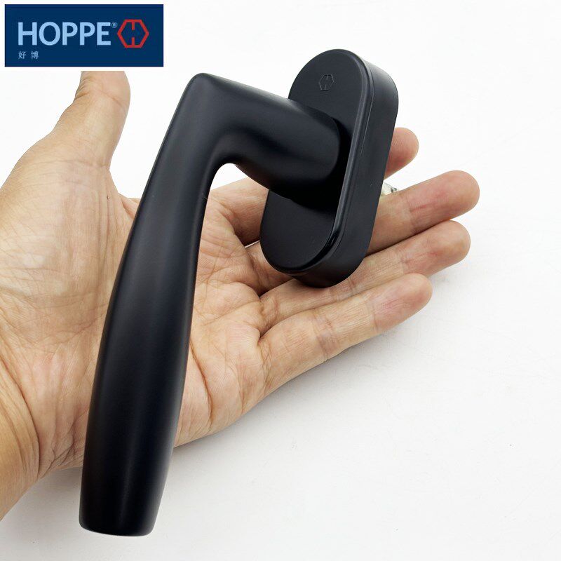 HOPPE进口德国好博黑色执手断桥窗把手铝合金窗户歪把手儿童锁710