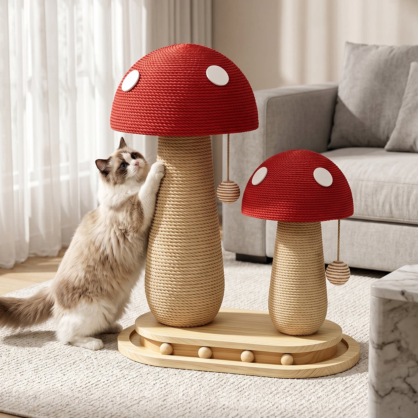 实木猫爬架家用猫抓架剑麻猫爬柱图片