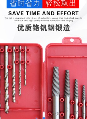 器断取出丝 套装反牙螺丝钻孔高硬度工具 断头滑牙螺丝断丝取出器