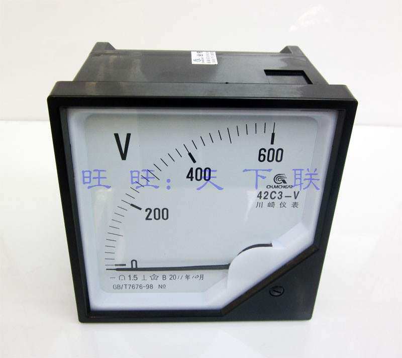 定做配电柜面板表42C3指针式直流电压表300V 450v 600V机械表头