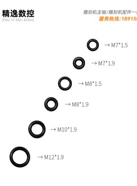 雕刻机主轴电机M7水管接头O形圈电主轴M8橡胶垫圈M10防渗漏高速