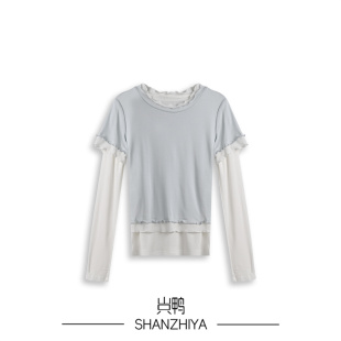 设计感 捏褶花边真两件T恤2026春新品 山只鸭 SZY