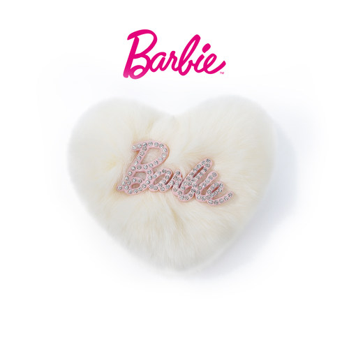 Barbie芭比正品爱心毛绒侧边发夹