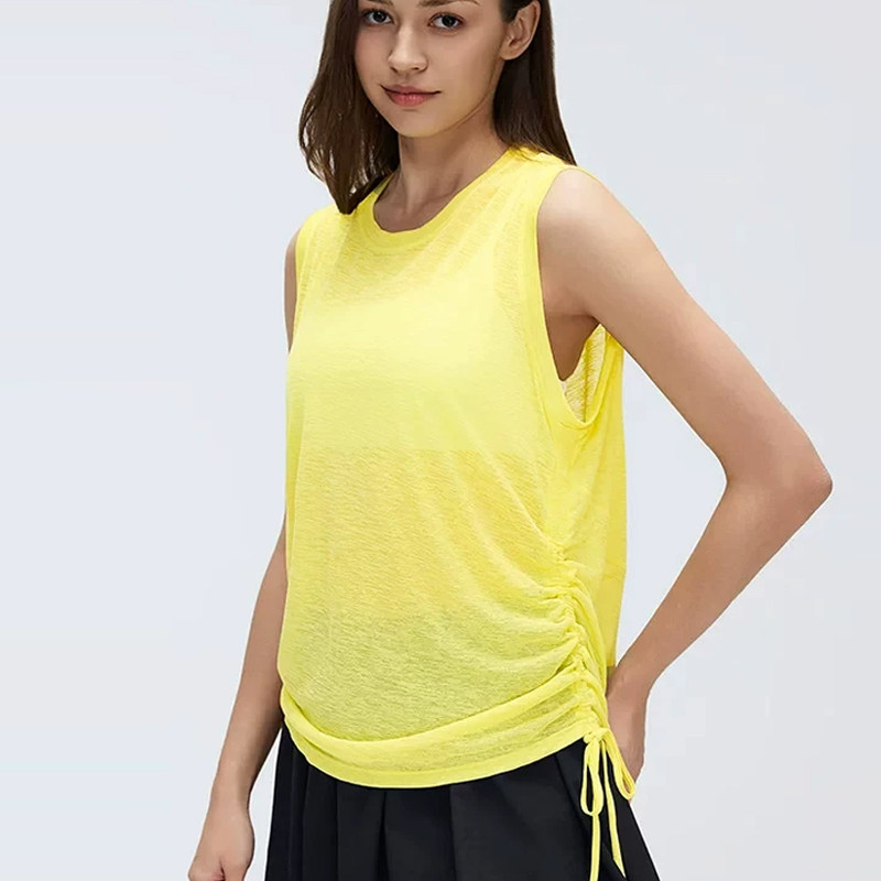 ALOUSAYOGA瑜伽服罩衫女夏宽松速干无袖侧边抽绳显瘦健身运动背心