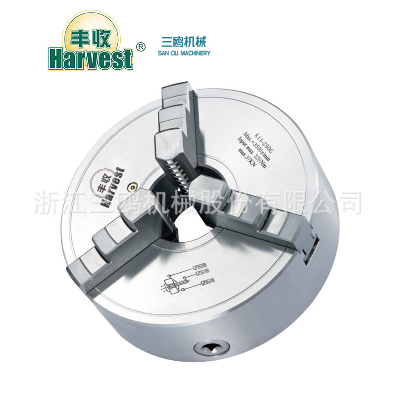 丰收牌锻钢盘体卡盘 K11-80 三爪高精度(0.03mm内)手动卡盘