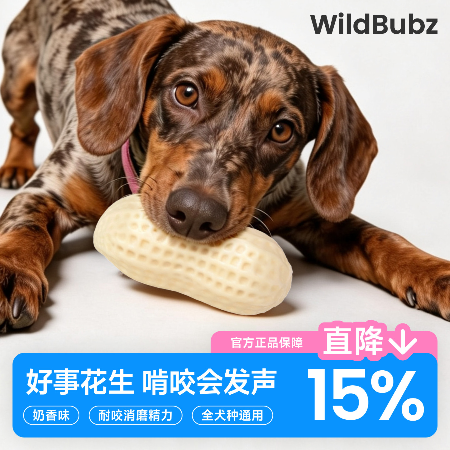 WildBubz野果泡泡狗狗耐咬玩具花生造型发声食品级宠物磨牙玩具