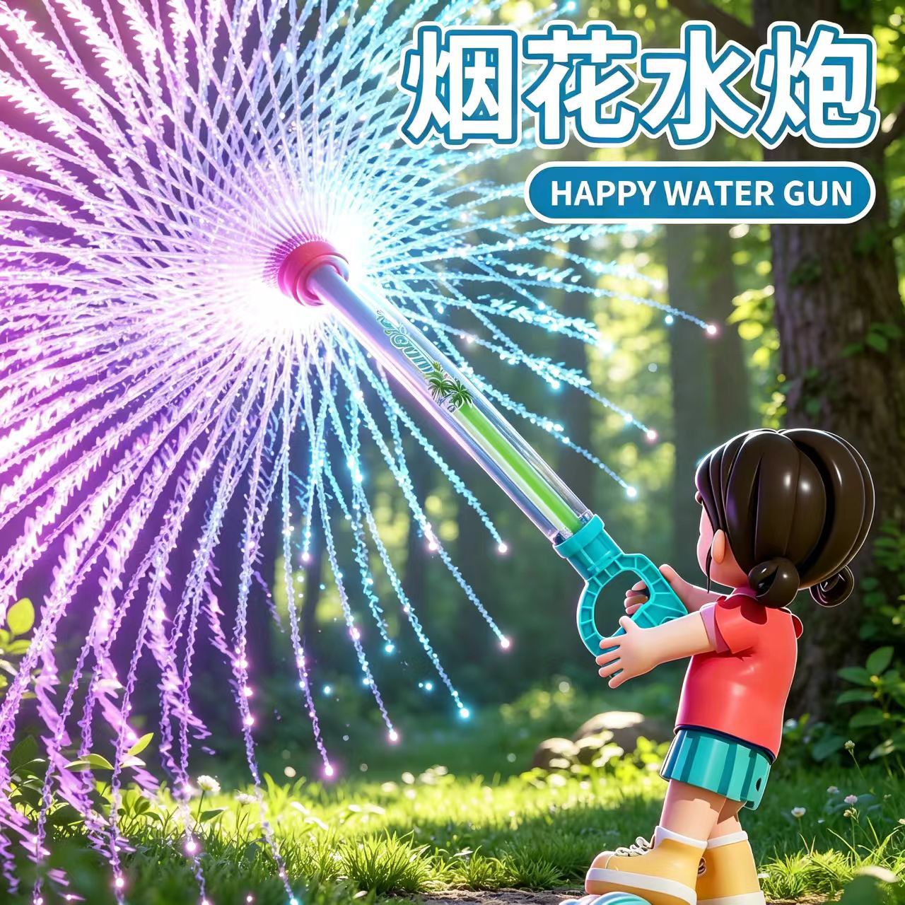 超大号2合1抽拉式烟花水枪装备