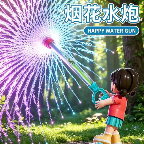 超大号2合1抽拉式烟花水枪装备