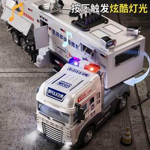 合金加长儿童特警玩具车模型儿童大号指挥车真警察运输车男孩