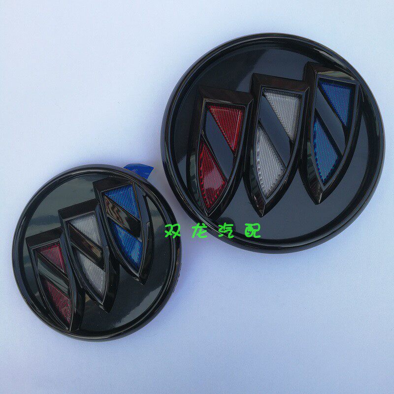 适用别克昂科旗中网标亮黑色车标碳纤维前脸标志后备箱尾门标改装