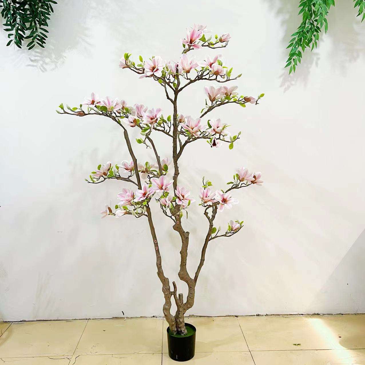 高端玉兰花树仿真绿植假树室内客厅仿生禄植盆栽落地装饰植物摆件