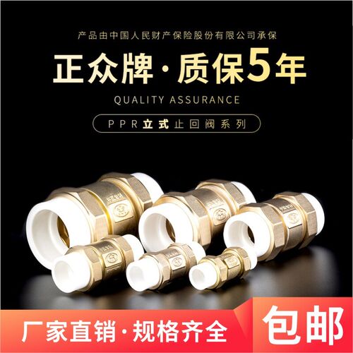 PPR黄铜止回阀水管水表单向阀4/6分1寸立式卧式逆止阀20/25/32/40