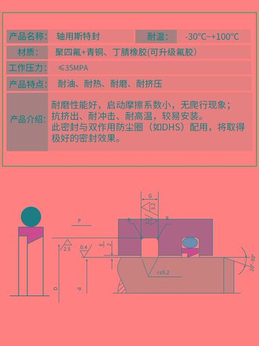 轴用斯特封耐油丁腈四氟改性耐磨内径25-50/5只液压油缸密封圈