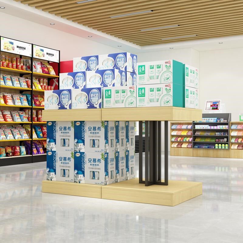 超市牛奶堆头展示架促销台工字堆饮料奶堆礼品货架粮油陈列地堆架