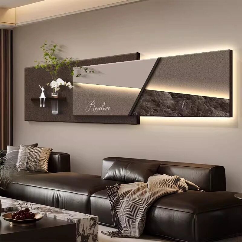 意式极简客厅装饰画轻奢高级感绿植壁画灯沙发背景墙挂画2026新款